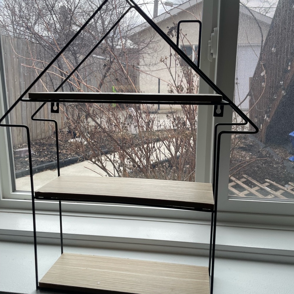 Modern Black and Tan Wall Shelf for plants